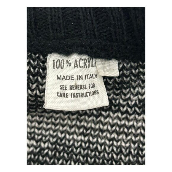 Vintage Y2K Black White Oversized Tiger Sweater Knit Retro Crewneck Italy Chunky - Picture 7 of 13
